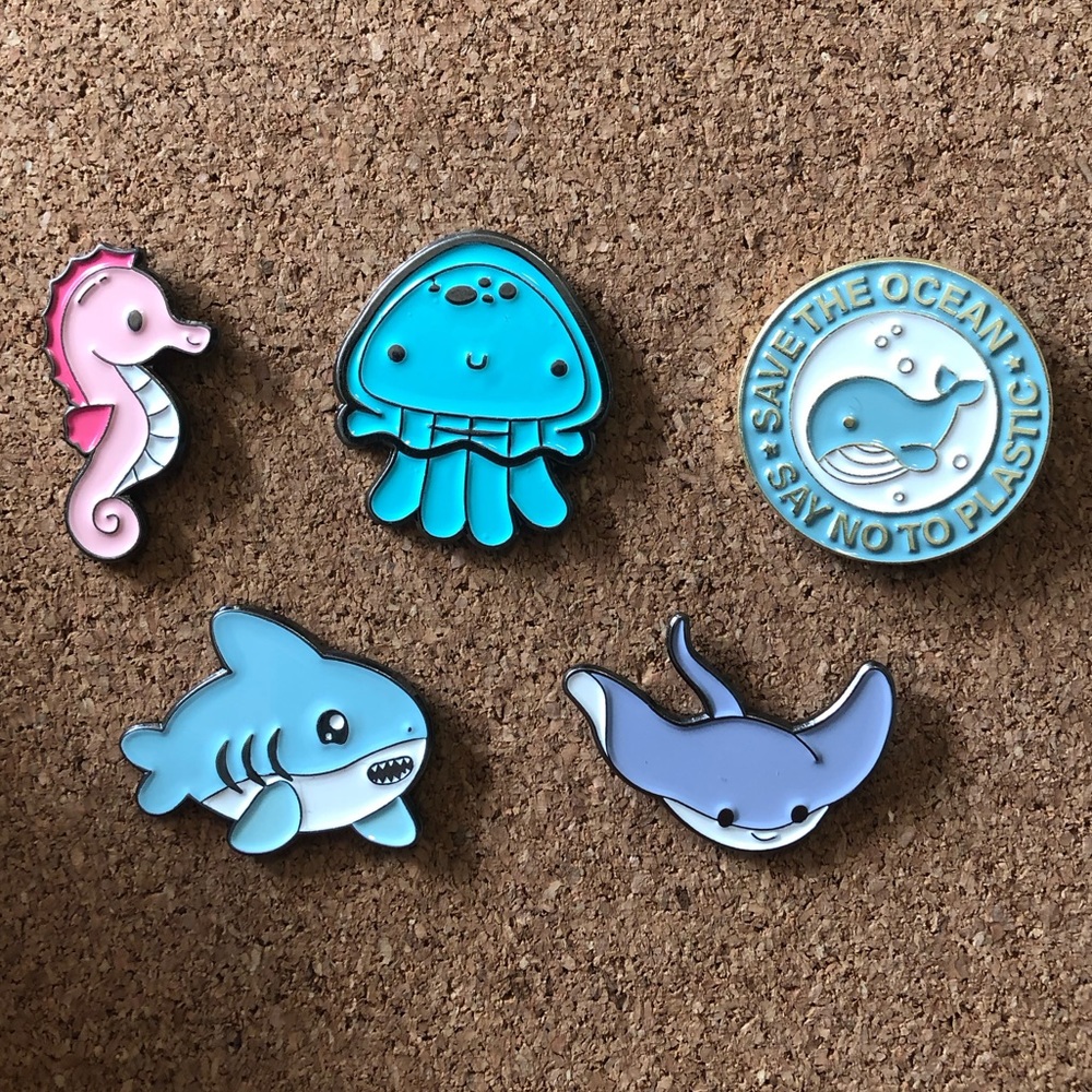 3/$40 Ocean animals enamel pins